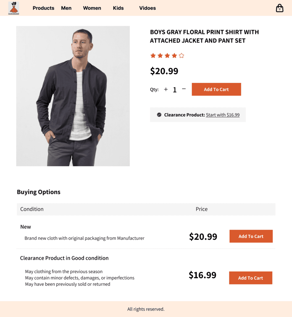 Clearance-Graded product Sales